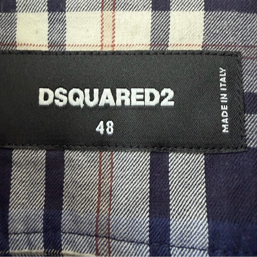 DSQUARED2 Sz 48 XL Made in Italy Men's Plaid 100% Cotton Long Sleeve Shirt
